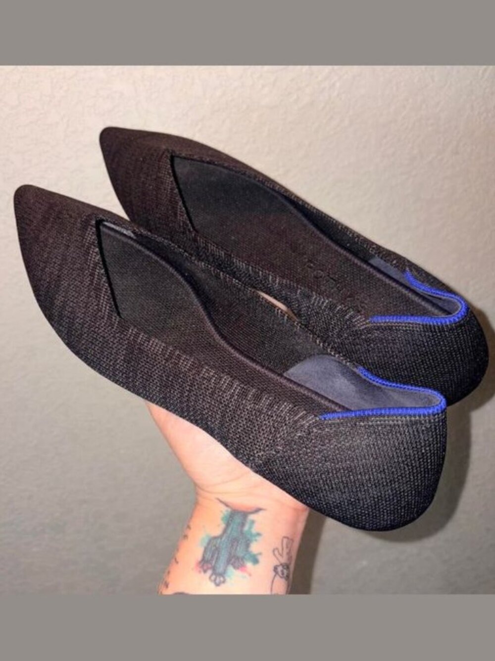 Rothy's The Point Flat, Heathered Black, Size 10.5 NWOT